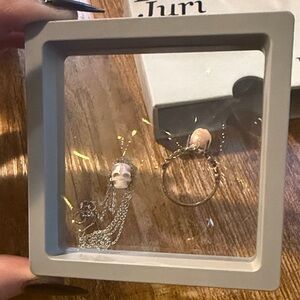 Silver Skull Necklace and Ring Set